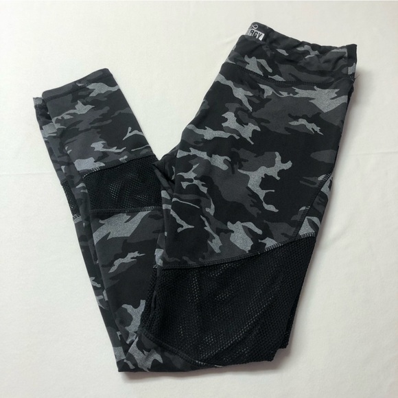 Energy Black Camo Athletic Leggings Mesh Panels - Picture 1 of 9